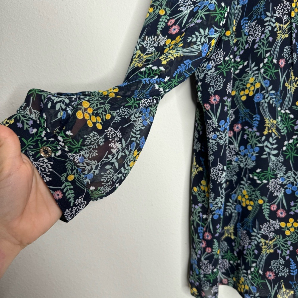 Tommy Hilfiger Navy Floral Print Blouse Women’s Size XXL - Picture 6 of 8